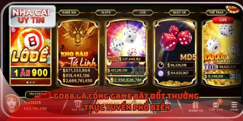 Go88 là cổng game bài đổi thưởng trực tuyến phổ biến