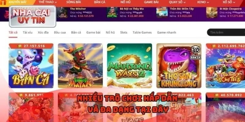 Nhiều trò chơi hấp dẫn và đa dạng tại đây