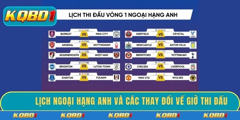 Lịch thi đấu Ngoại Hạng Anh và các thay đổi về giờ thi đấu